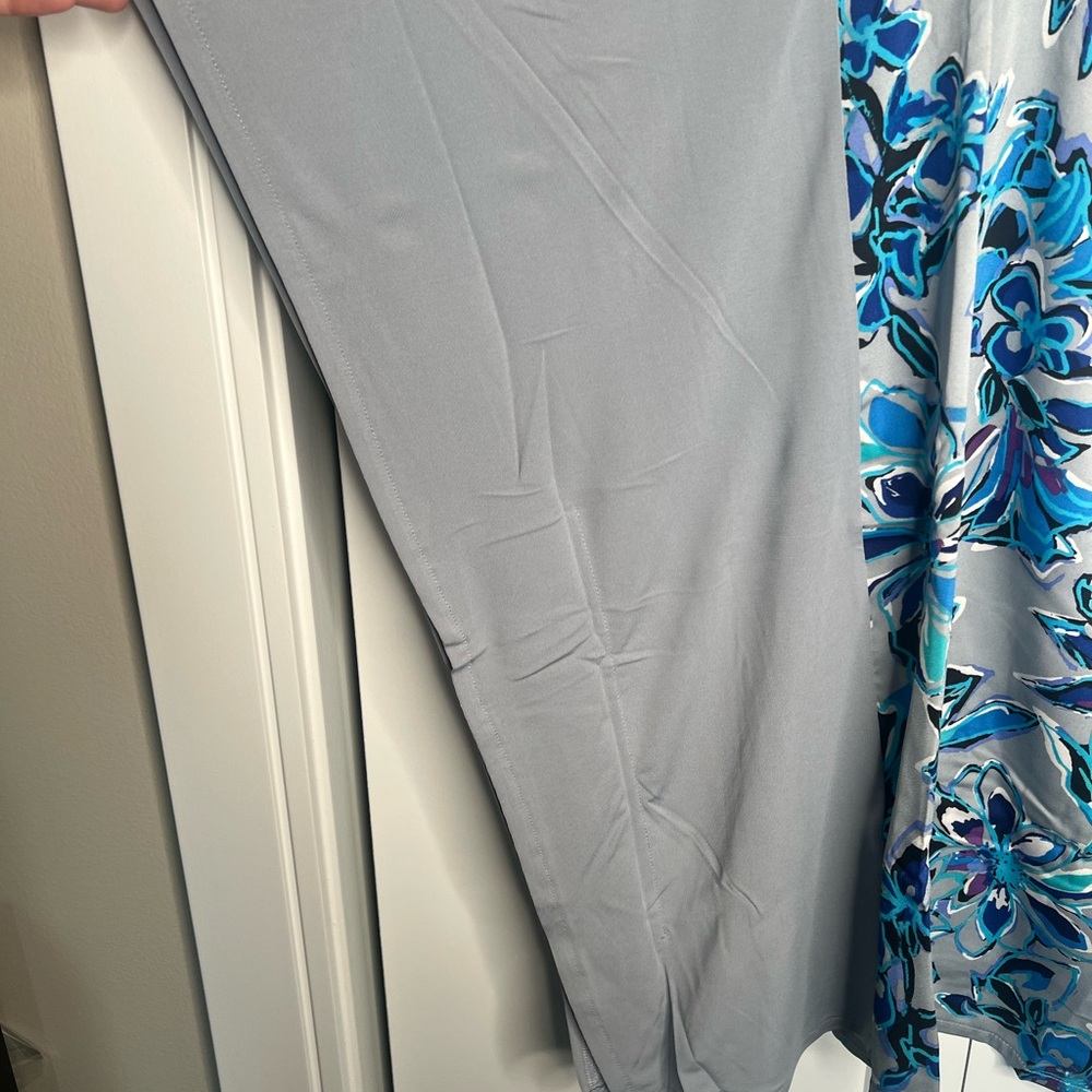Bob Mackie NWT Gray Blue Floral Blouse Kaftan Top women’s plus size 2X - Picture 2 of 7